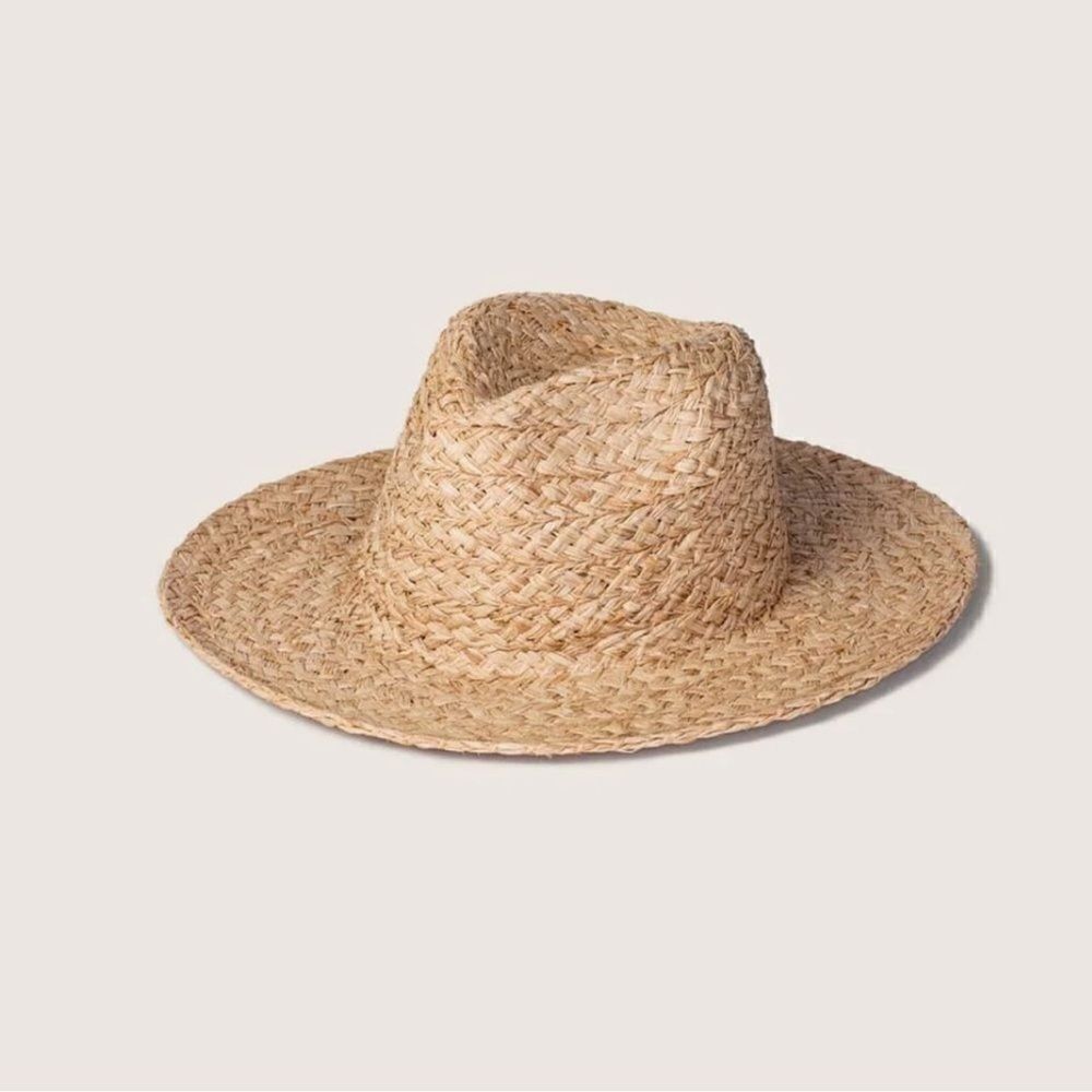 Will + Bear Tan Raffia Straw Unisex Hat(Size Large)